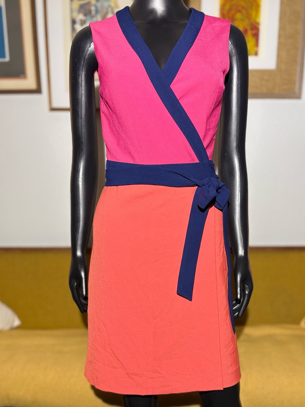 RARE DVF Diane von Furstenberg Gracie Colorblock Wrap Dress Size 4 Sales Sample